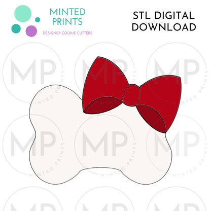 Bone with Bow Cookie Cutter STL DIGITAL DOWNLOAD