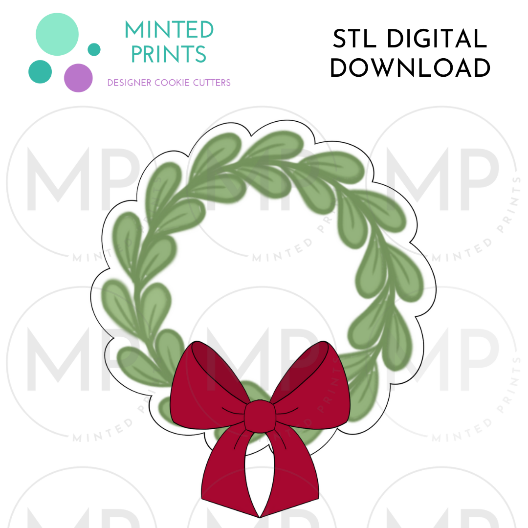 Bow Wreath Cookie Cutter STL DIGITAL DOWNLOAD