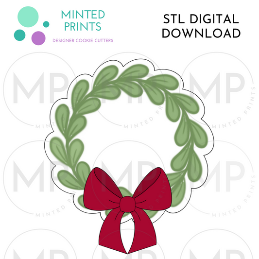 Bow Wreath Cookie Cutter STL DIGITAL DOWNLOAD