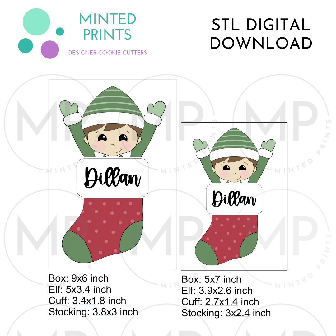 Boy Elf Stocking Puzzle (Set of 3) Cookie Cutter STL DIGITAL DOWNLOAD