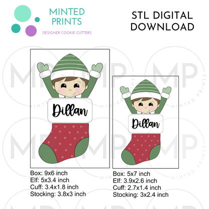 Boy Elf Stocking Puzzle (Set of 3) Cookie Cutter STL DIGITAL DOWNLOAD