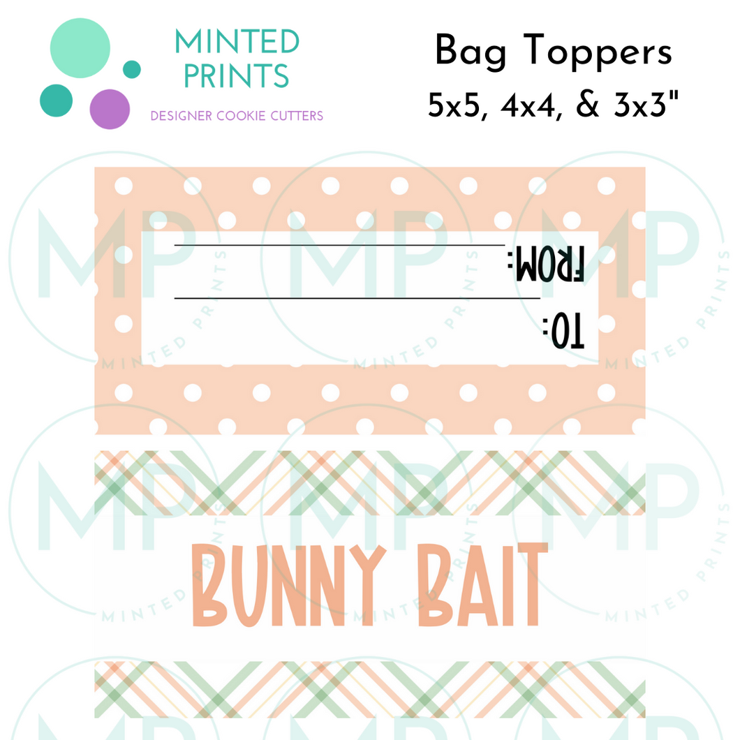 Bunny Bait Plaid Pattern Cookie Bag Topper