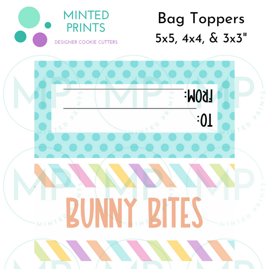 Bunny Bites Stripes Pattern Cookie Bag Topper