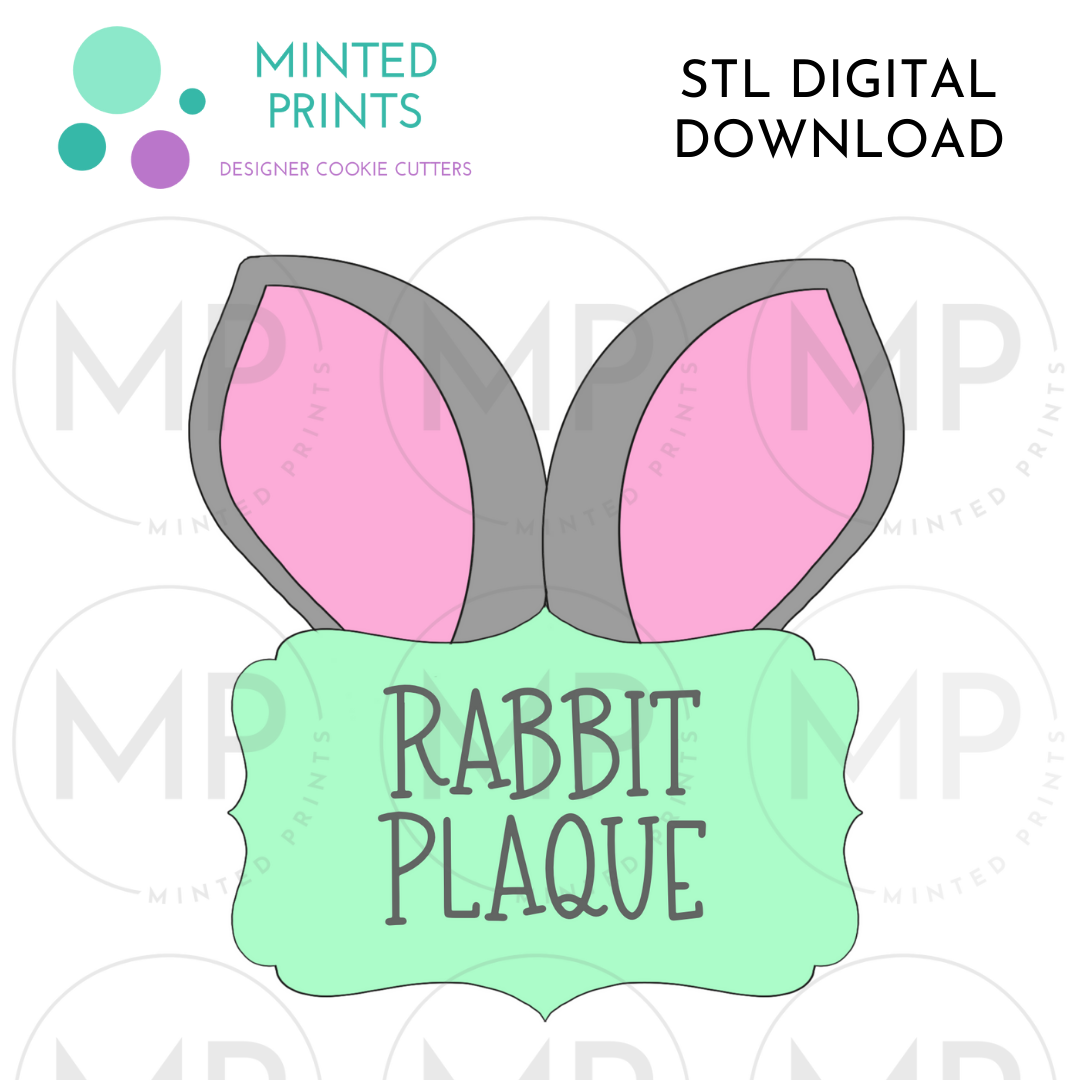 Bunny ear plaque Cookie Cutter STL DIGITAL DOWNLOAD