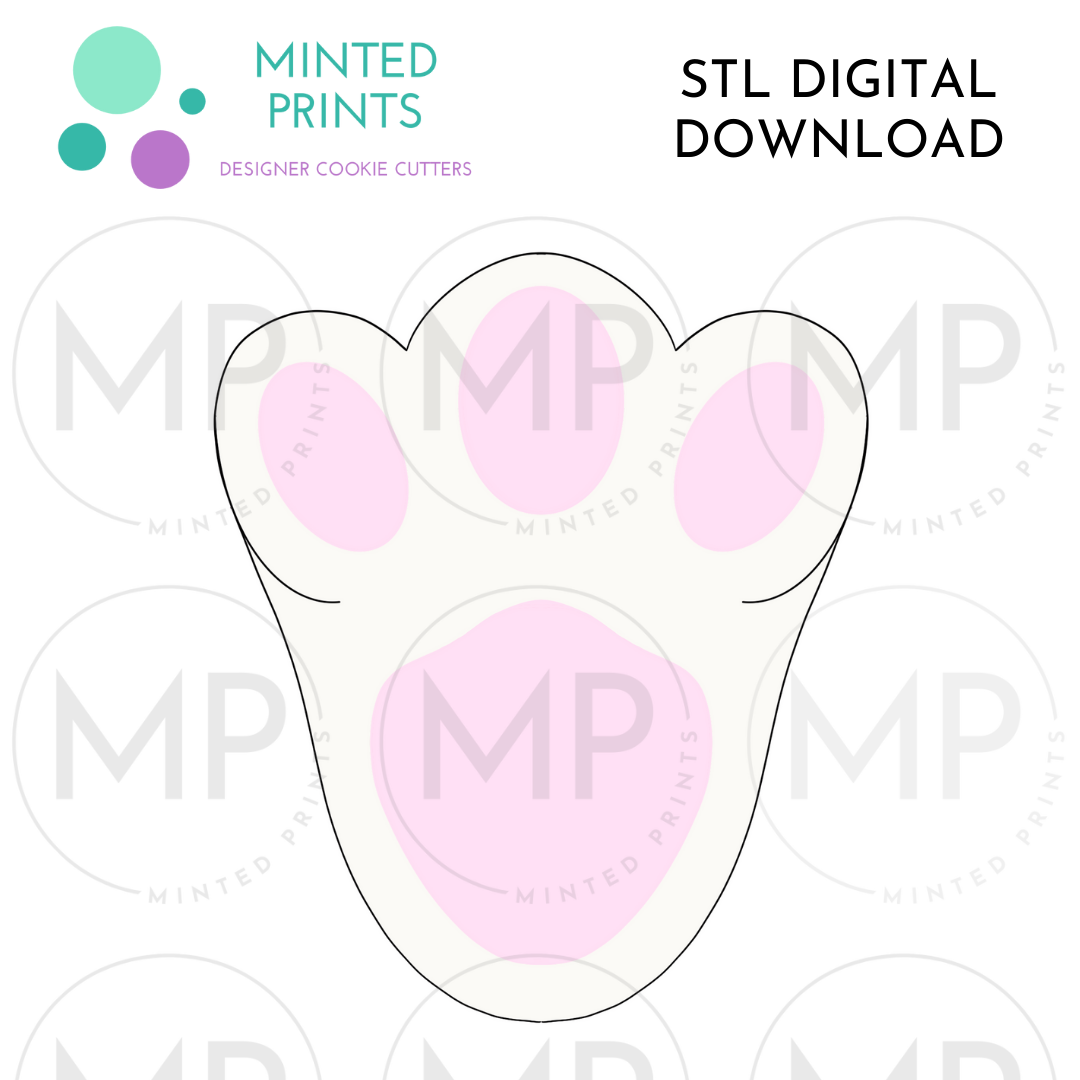 Bunny Paw Cookie Cutter STL DIGITAL DOWNLOAD