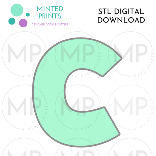 Letter C Cookie Cutter STL DIGITAL DOWNLOAD