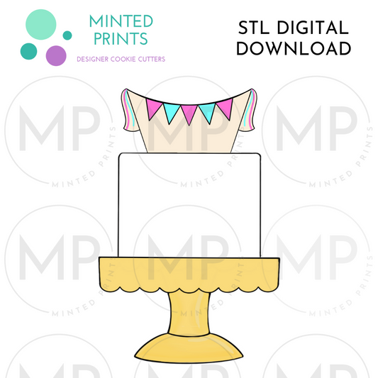 Cake with Banner Cookie Cutter STL DIGITAL DOWNLOAD