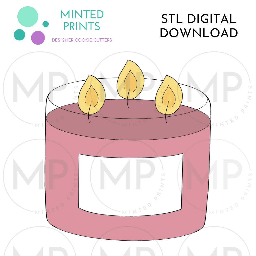 3 Wick Candle Cookie Cutter STL DIGITAL DOWNLOAD