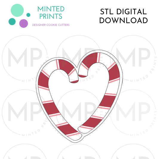 Candy Cane Heart Cookie Cutter STL DIGITAL DOWNLOAD