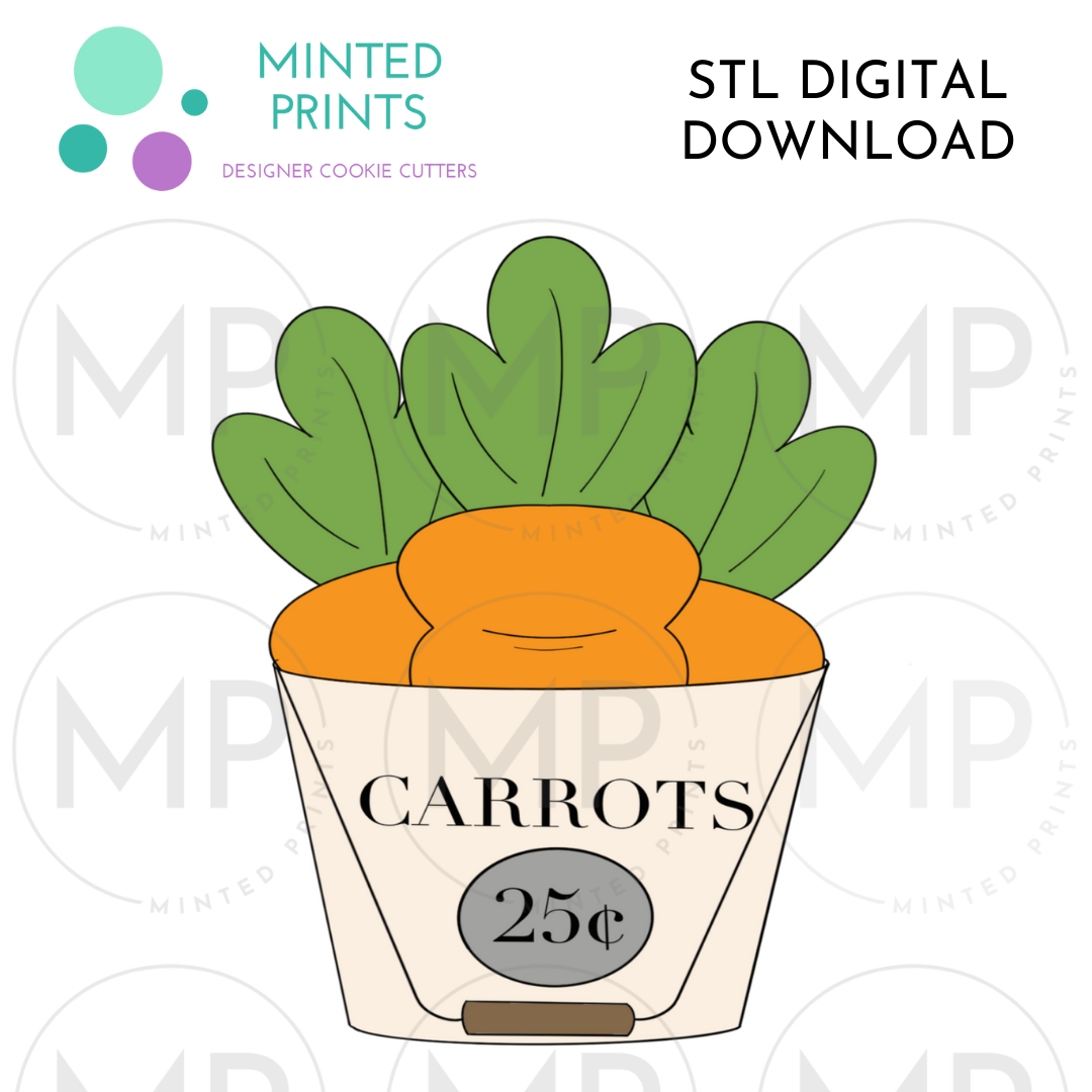 Carrots in Pail Cookie Cutter STL DIGITAL DOWNLOAD