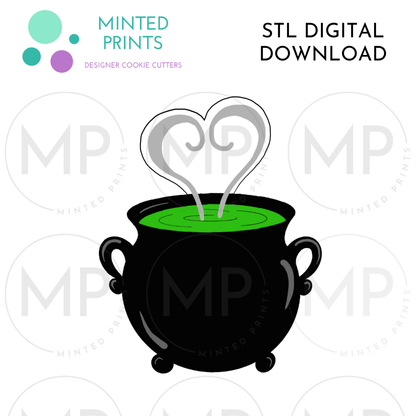 Cauldron with Steam 2 Cookie Cutter STL DIGITAL DOWNLOAD