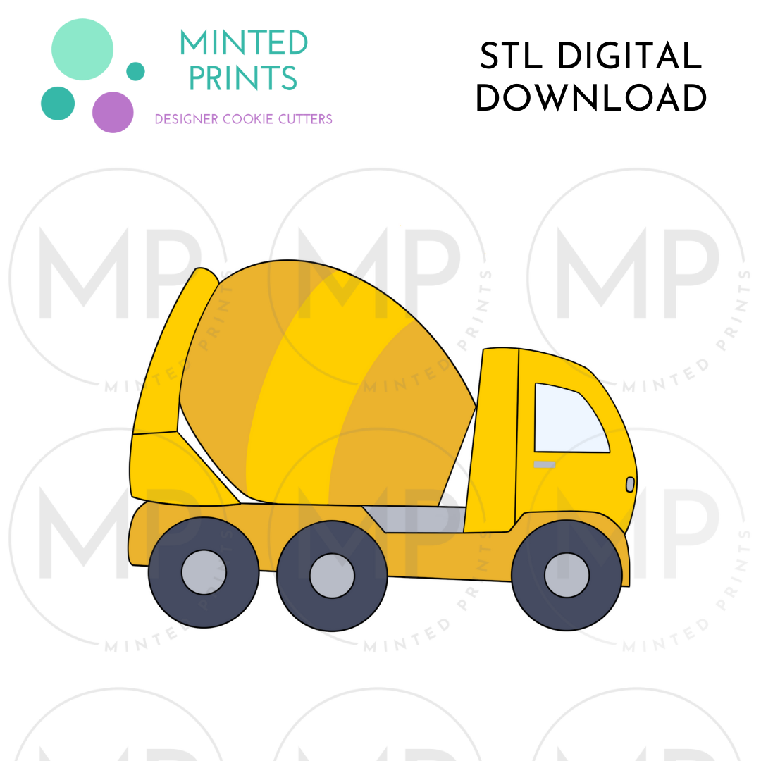 Cement Truck Cookie Cutter STL DIGITAL DOWNLOAD – Minted Prints