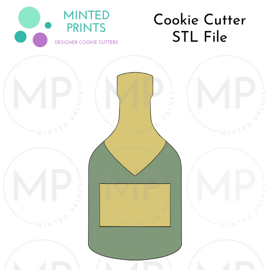 Champagne Bottle Cookie Cutter STL DIGITAL FILE