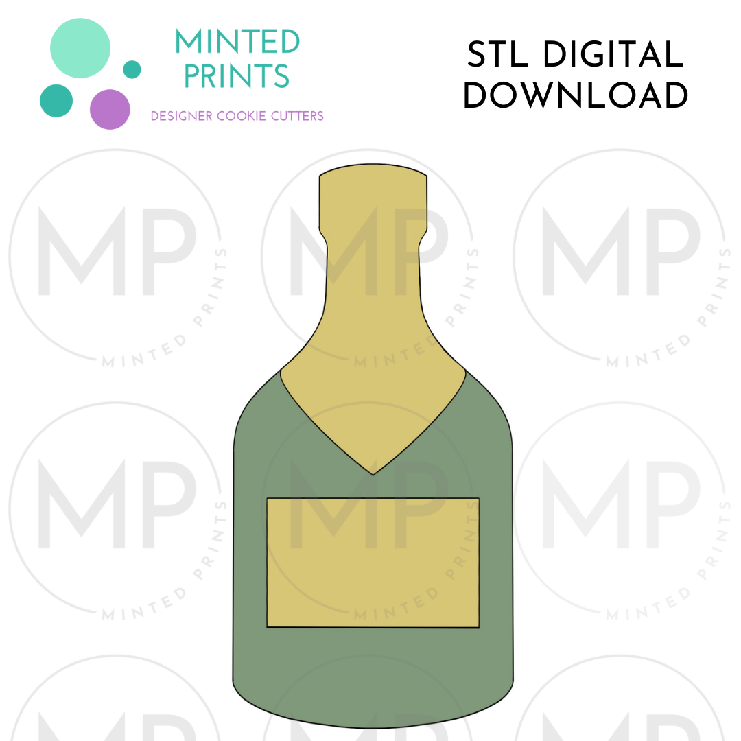 Champagne Bottle Cookie Cutter STL DIGITAL DOWNLOAD