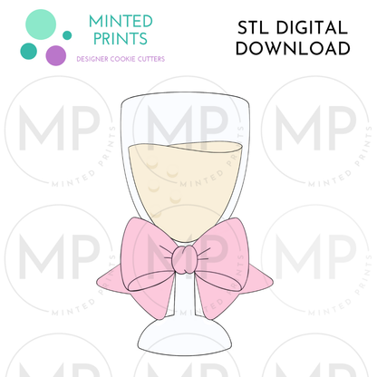 Champagne Glass with Bow Cookie Cutter STL DIGITAL DOWNLOAD