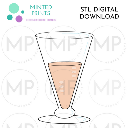 Champagne Glass Cookie Cutter STL DIGITAL DOWNLOAD