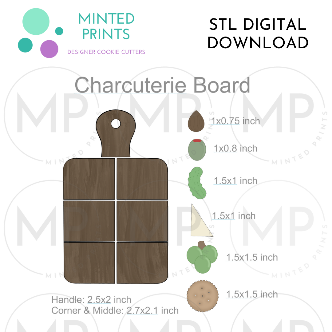 Charcuterie Board Puzzle (Set of 9) Cookie Cutter STL DIGITAL DOWNLOAD