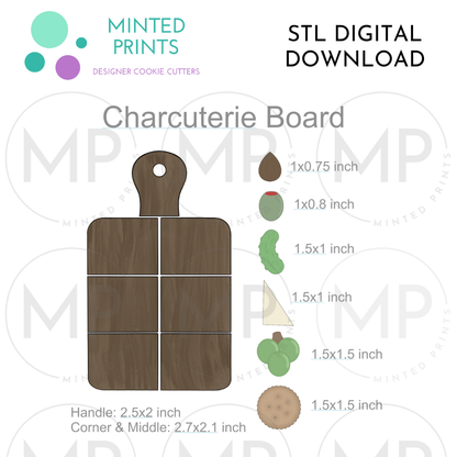 Charcuterie Board Puzzle (Set of 9) Cookie Cutter STL DIGITAL DOWNLOAD