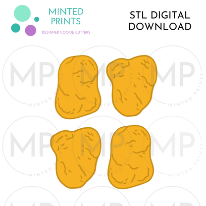 Chicken Nuggets Set of 2 Cookie Cutter STL DIGITAL DOWNLOAD