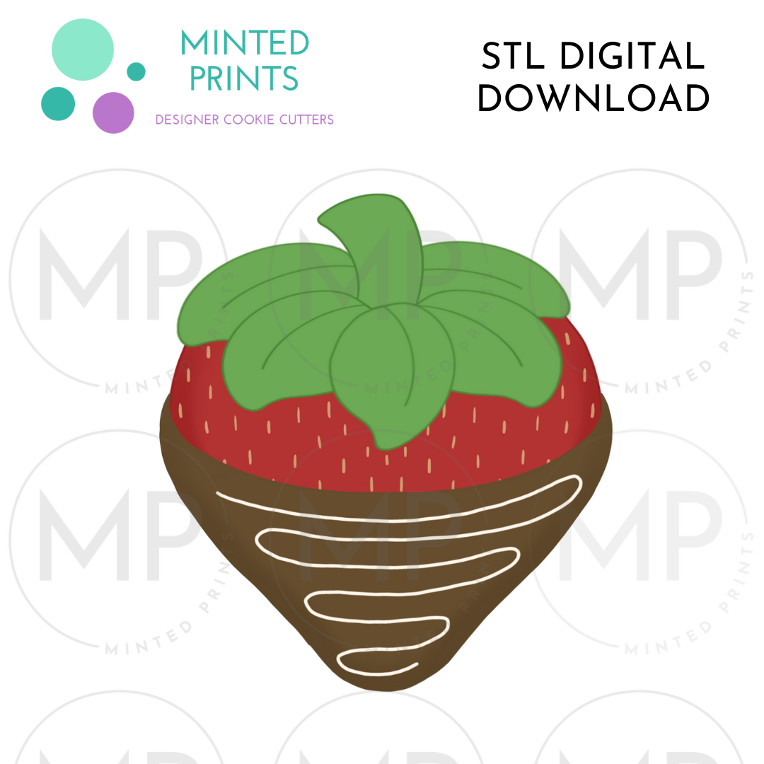 Chocolate Covered Strawberry Cookie Cutter STL DIGITAL DOWNLOAD