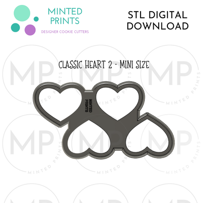 Classic Heart 2 Cookie Cutter STL DIGITAL DOWNLOAD