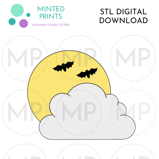 Cloudy Moon Cookie Cutter STL DIGITAL DOWNLOAD