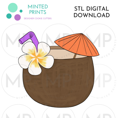 Coconut Drink Cookie Cutter STL DIGITAL DOWNLOAD