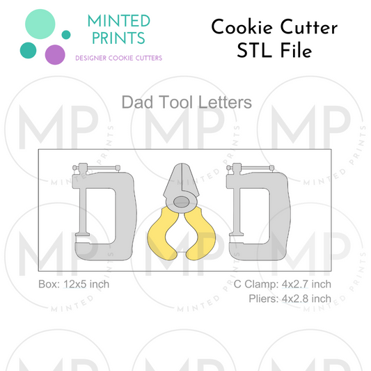 Dad Letters Tools Set of 2 Cookie Cutter STL DIGITAL FILES