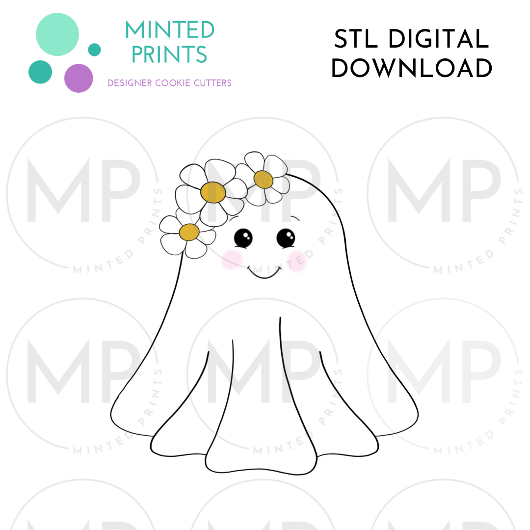 Floral Ghost Cookie Cutter STL DIGITAL DOWNLOAD