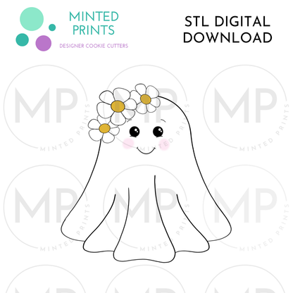 Floral Ghost Cookie Cutter STL DIGITAL DOWNLOAD