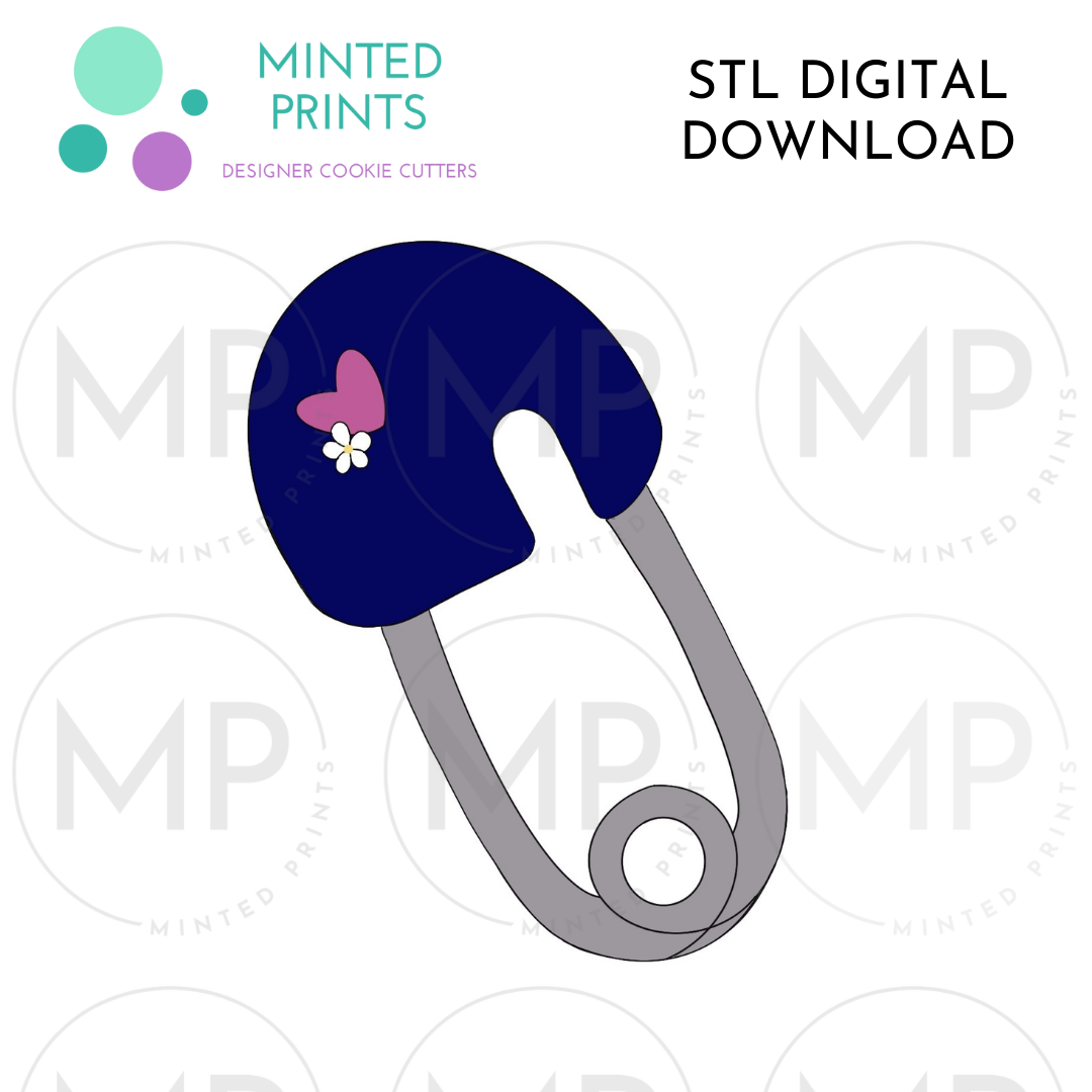 Baby Diaper Pin Cookie Cutter STL DIGITAL DOWNLOAD