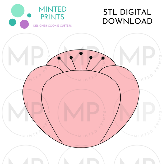 Poppy Flowers Cookie Cutter STL DIGITAL DOWNLOAD