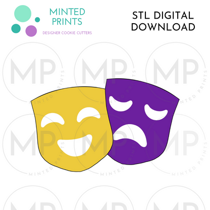 Drama Masks Cookie Cutter STL DIGITAL DOWNLOAD