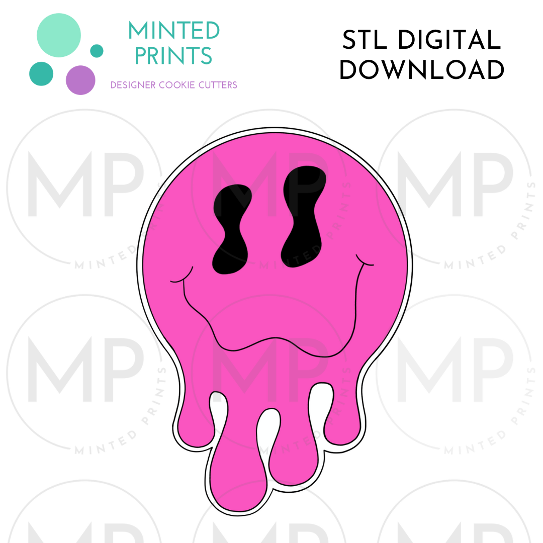 Dripping Smiley Cookie Cutter STL DIGITAL DOWNLOAD