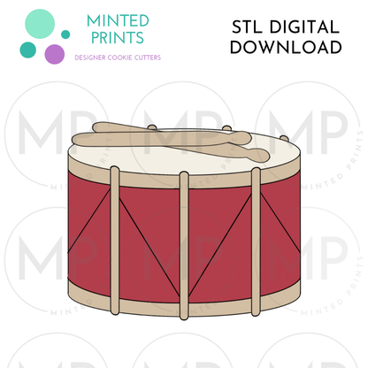 Drum with Sticks Cookie Cutter STL DIGITAL DOWNLOAD