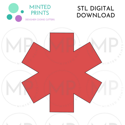 EMT Star of Life Cookie Cutter STL DIGITAL DOWNLOAD