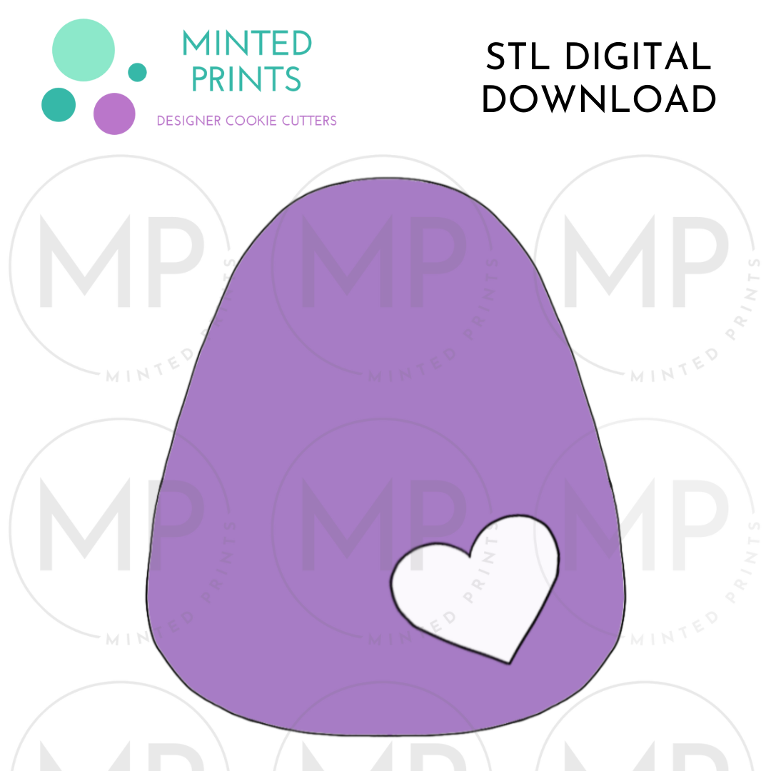 Easter Egg with Heart Cutout Cookie Cutter STL DIGITAL DOWNLOAD