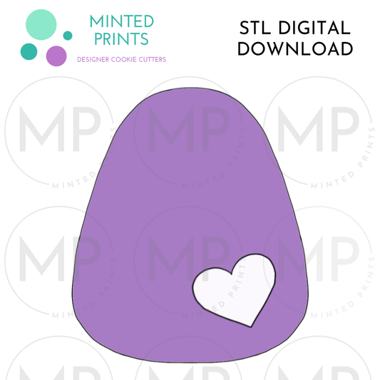 Easter Egg with Heart Cutout Cookie Cutter STL DIGITAL DOWNLOAD