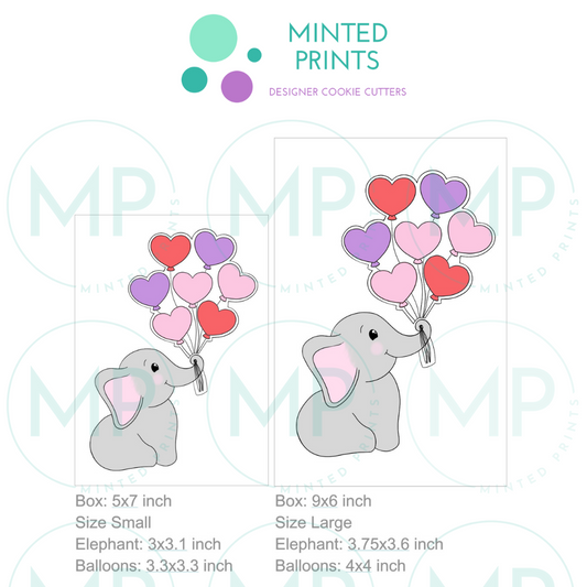 Elephant Holding Balloons Puzzle (Set of 2) Cookie Cutter and STL File