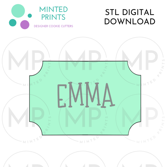 Emma Plaque Cookie Cutter STL DIGITAL DOWNLOAD