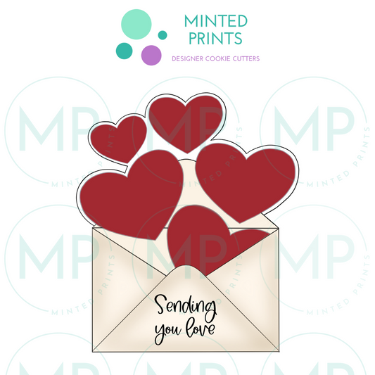 Envelope with Hearts Cookie Cutter and STL File
