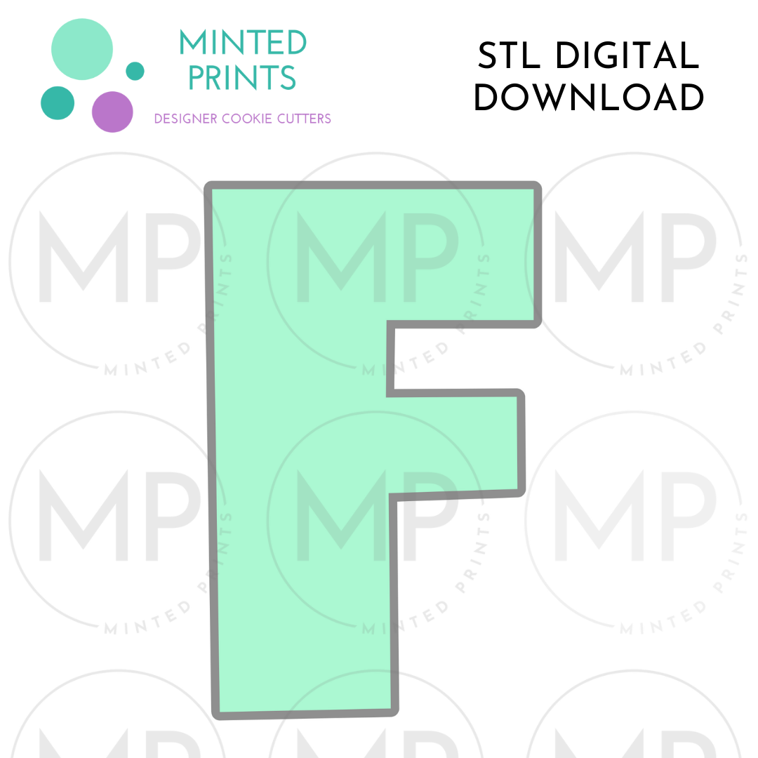 Letter F Cookie Cutter STL DIGITAL DOWNLOAD