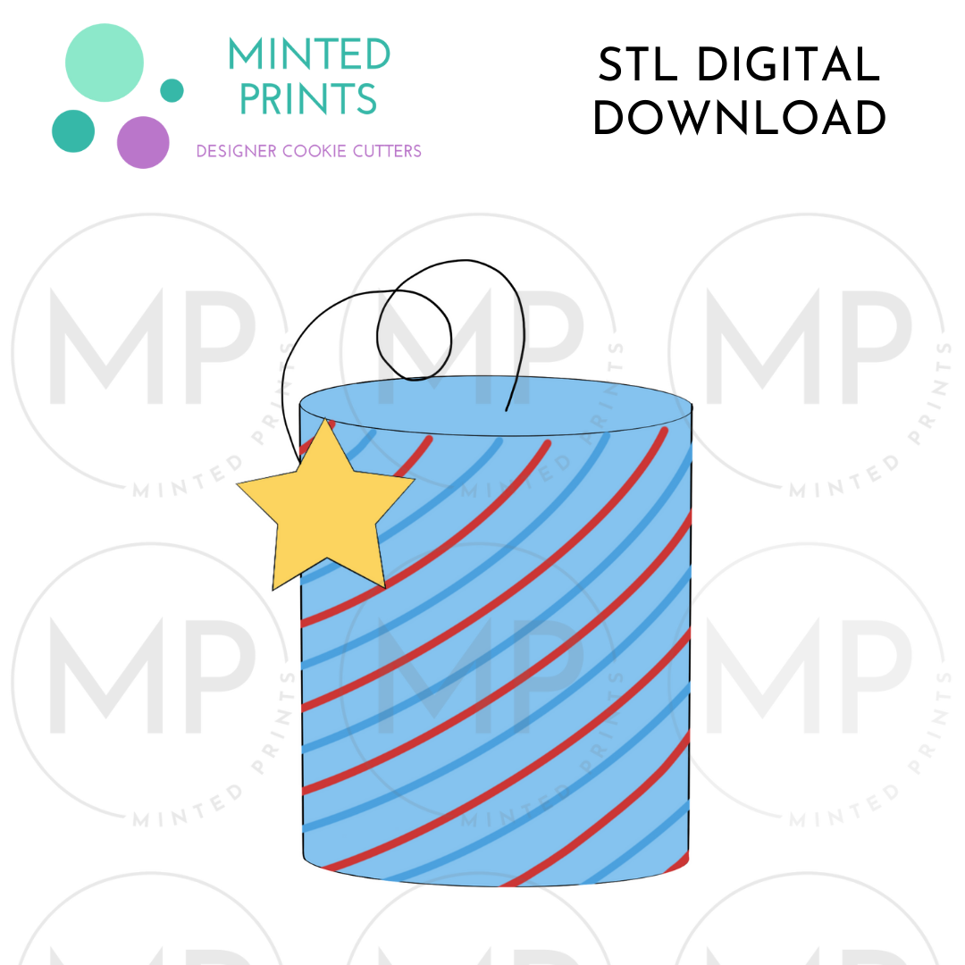 Firecracker with Star Cookie Cutter STL DIGITAL DOWNLOAD