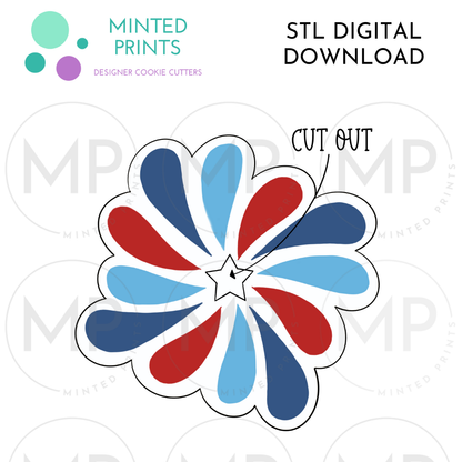 Firework Spray with Cutout Cookie Cutter STL DIGITAL DOWNLOAD