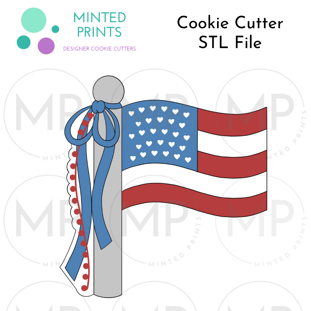Flag with Ribbons Cookie Cutter STL DIGITAL FILE
