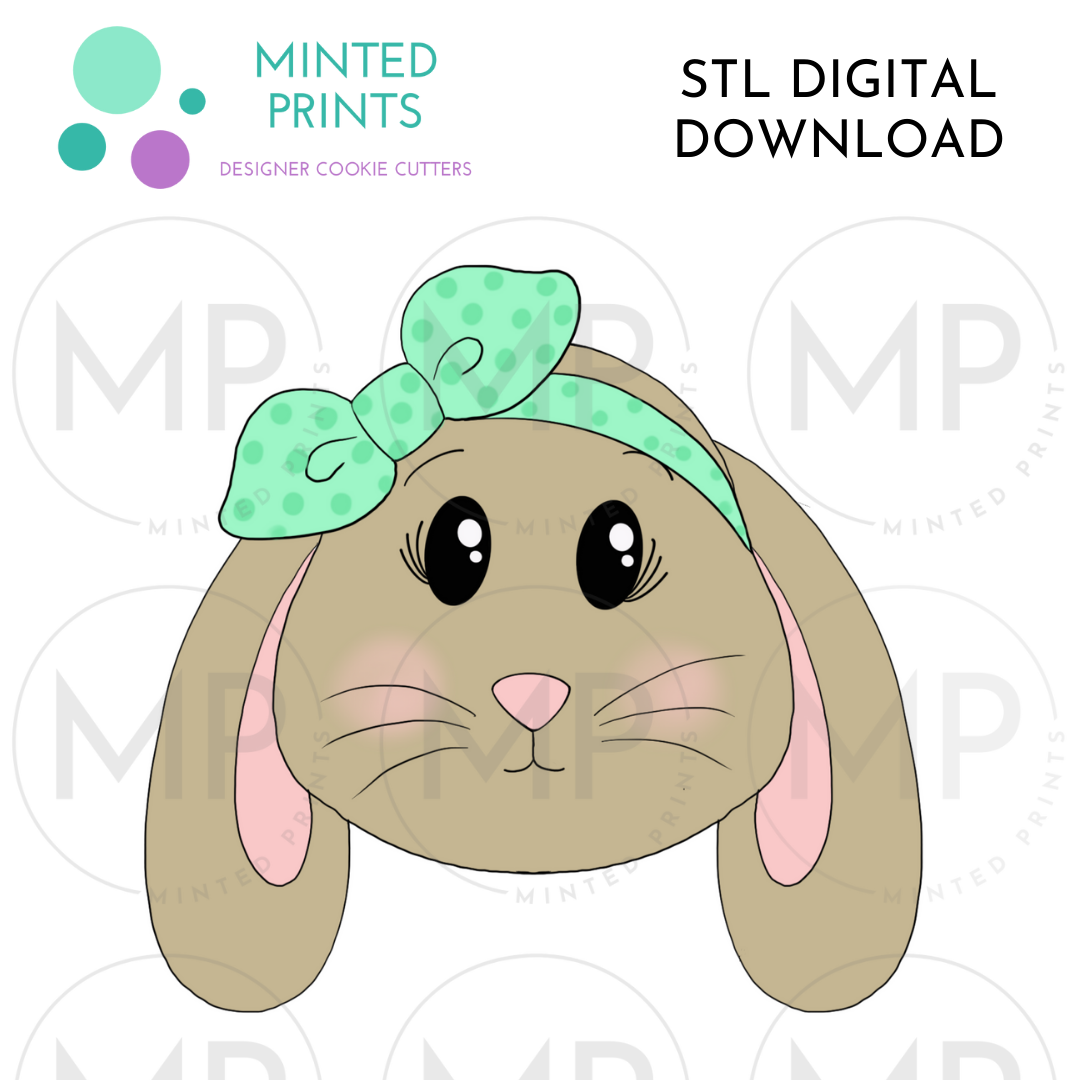 Floppy Ear Bunny with Bandana Cookie Cutter STL DIGITAL DOWNLOAD