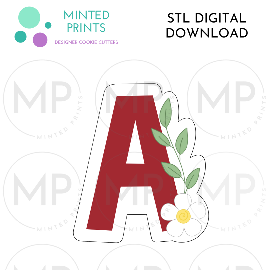 Floral A 2024 Cookie Cutter STL DIGITAL DOWNLOAD