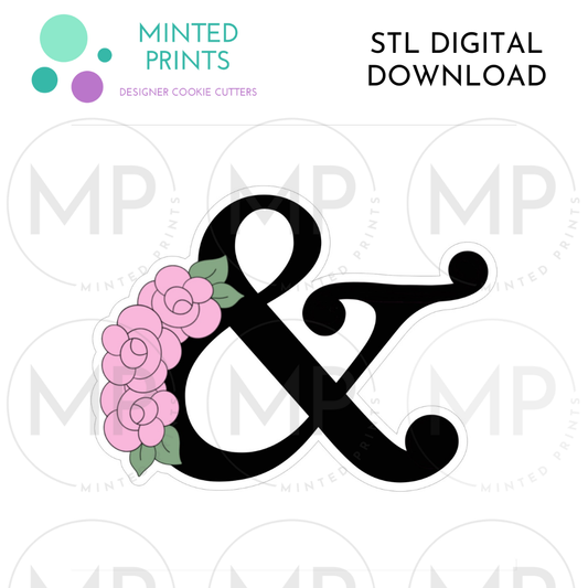 Floral Ampersand Cookie Cutter STL DIGITAL DOWNLOAD