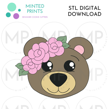 Floral Bear Cookie Cutter STL DIGITAL DOWNLOAD