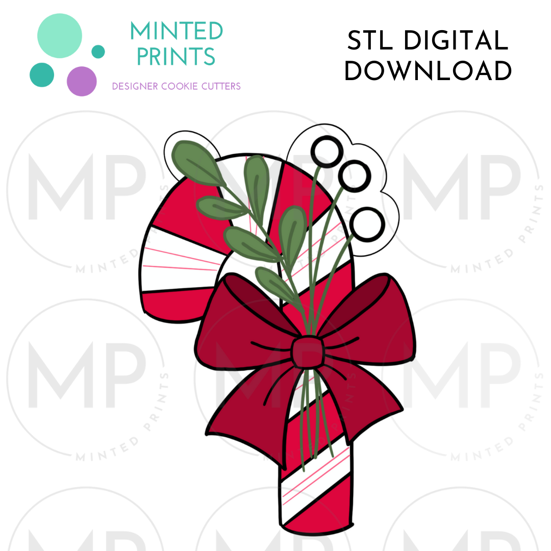 Floral Candy Cane Cookie Cutter STL DIGITAL DOWNLOAD